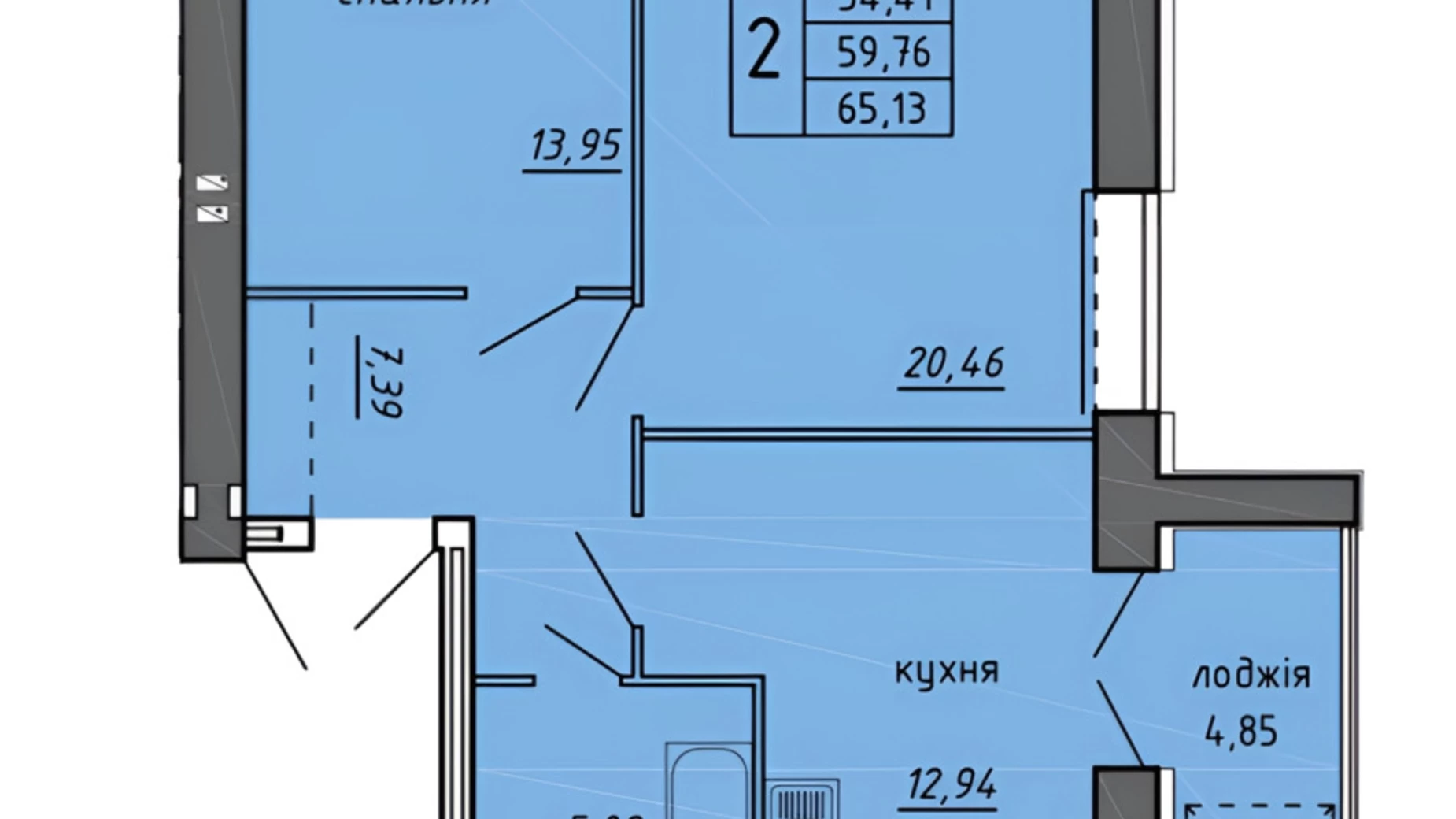 2-комнатная квартира 65 кв. м в Тернополе, ул. 15-го Апреля - фото 2