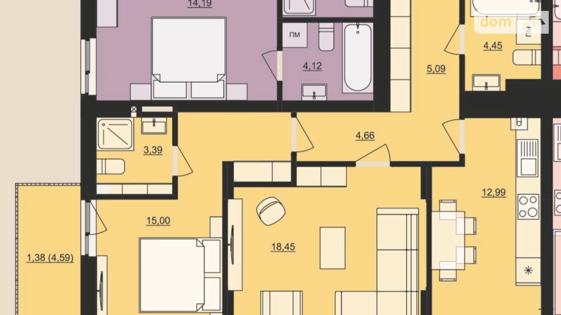 Продается 2-комнатная квартира 65.37 кв. м в Львове, ул. Лемковская, 9