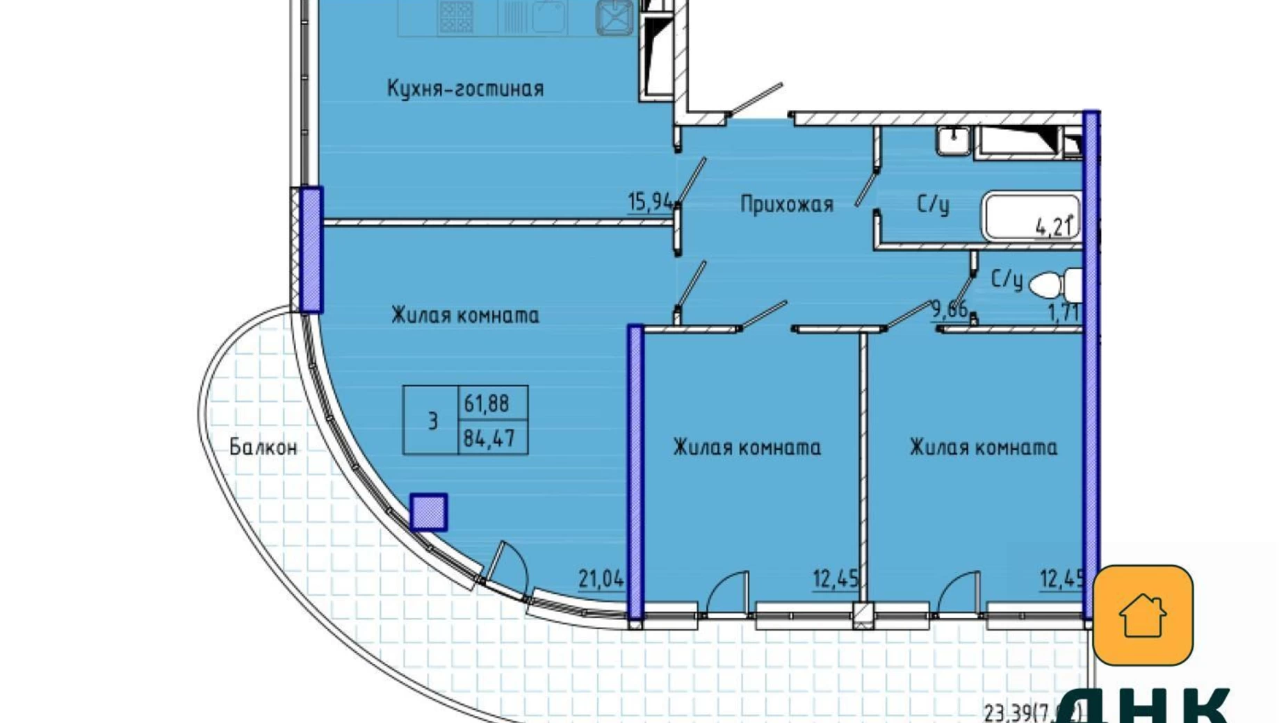 Продається 3-кімнатна квартира 86 кв. м у Одесі