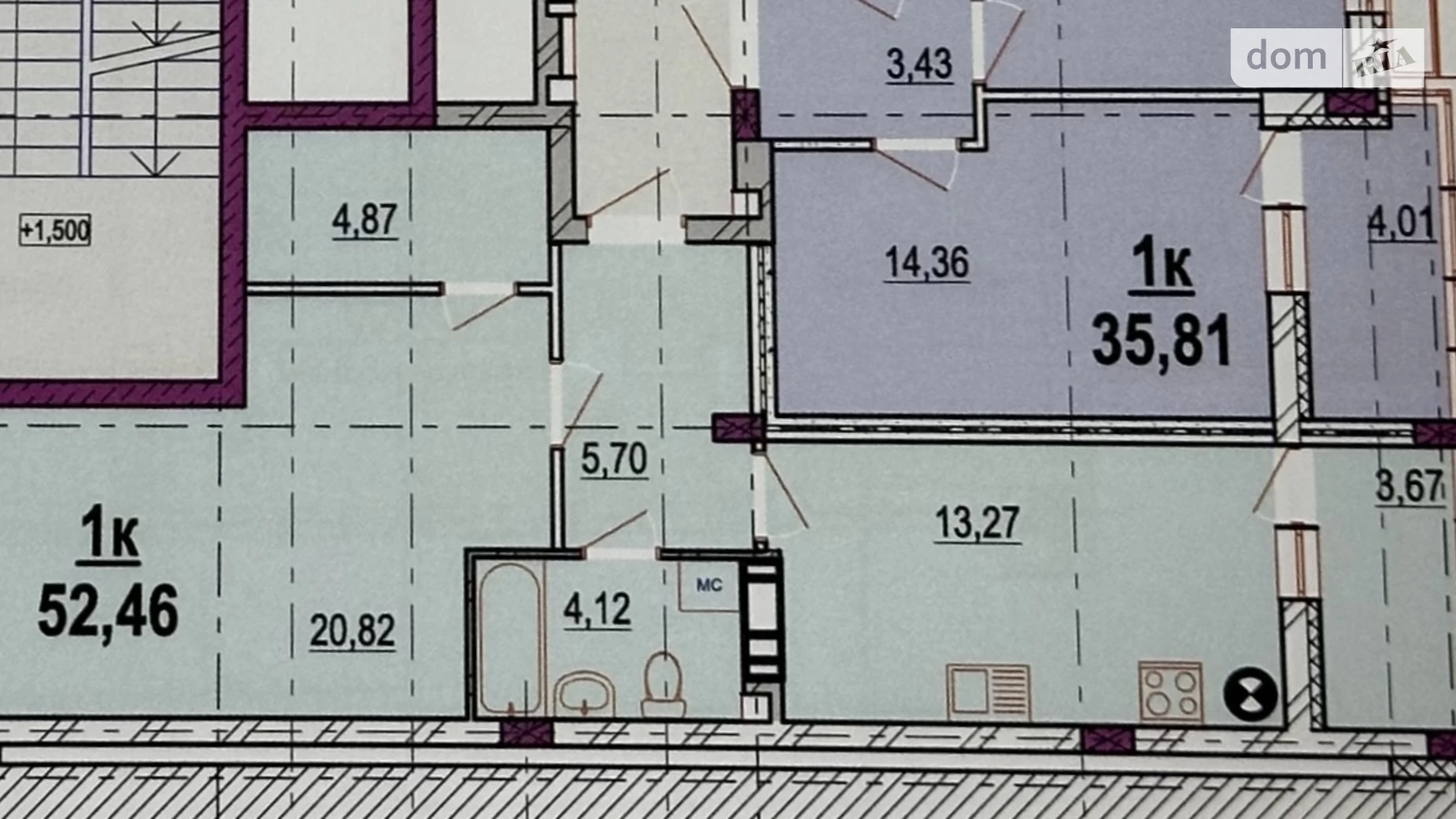 Продается 1-комнатная квартира 52.46 кв. м в Виннице, ул. Ивана Богуна, 27А - фото 2