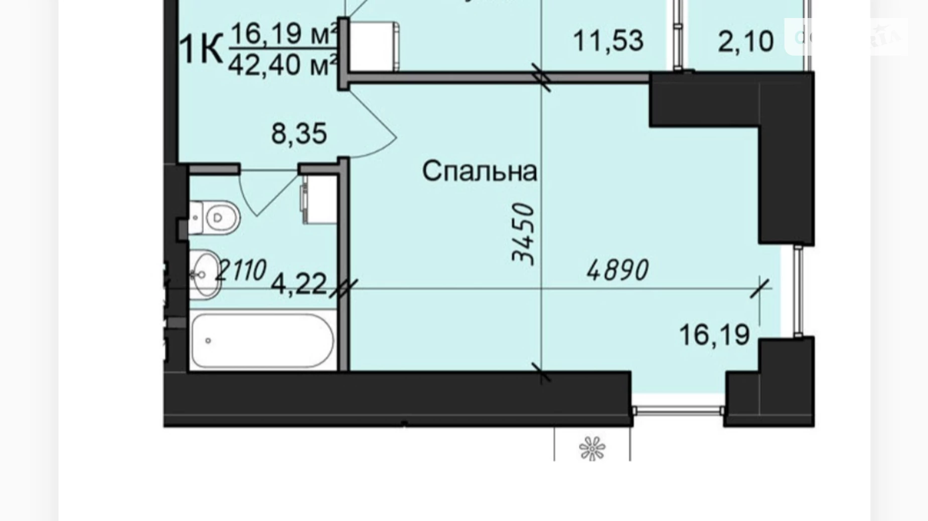 Продається 1-кімнатна квартира 46 кв. м у Борисполі, вул. Вокзальна, 2