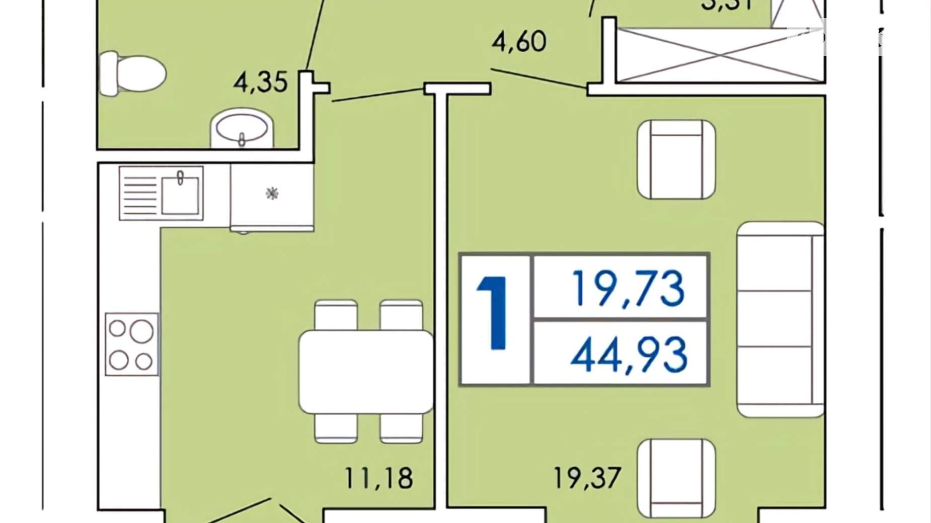 Продается 1-комнатная квартира 48 кв. м в Хмельницком, ул. Степана Бандеры