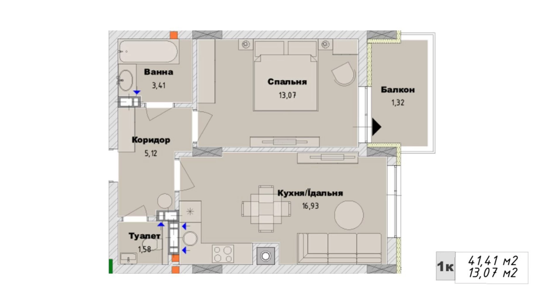 Продається 1-кімнатна квартира 41.41 кв. м у Городку, вул. Артищівська, 29