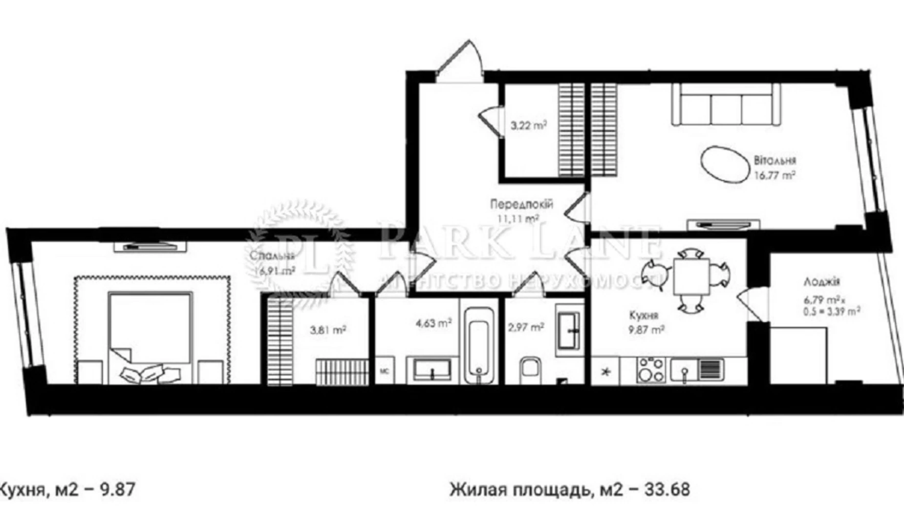 Продається 3-кімнатна квартира 72.7 кв. м у Києві, вул. Набережно-Рибальська