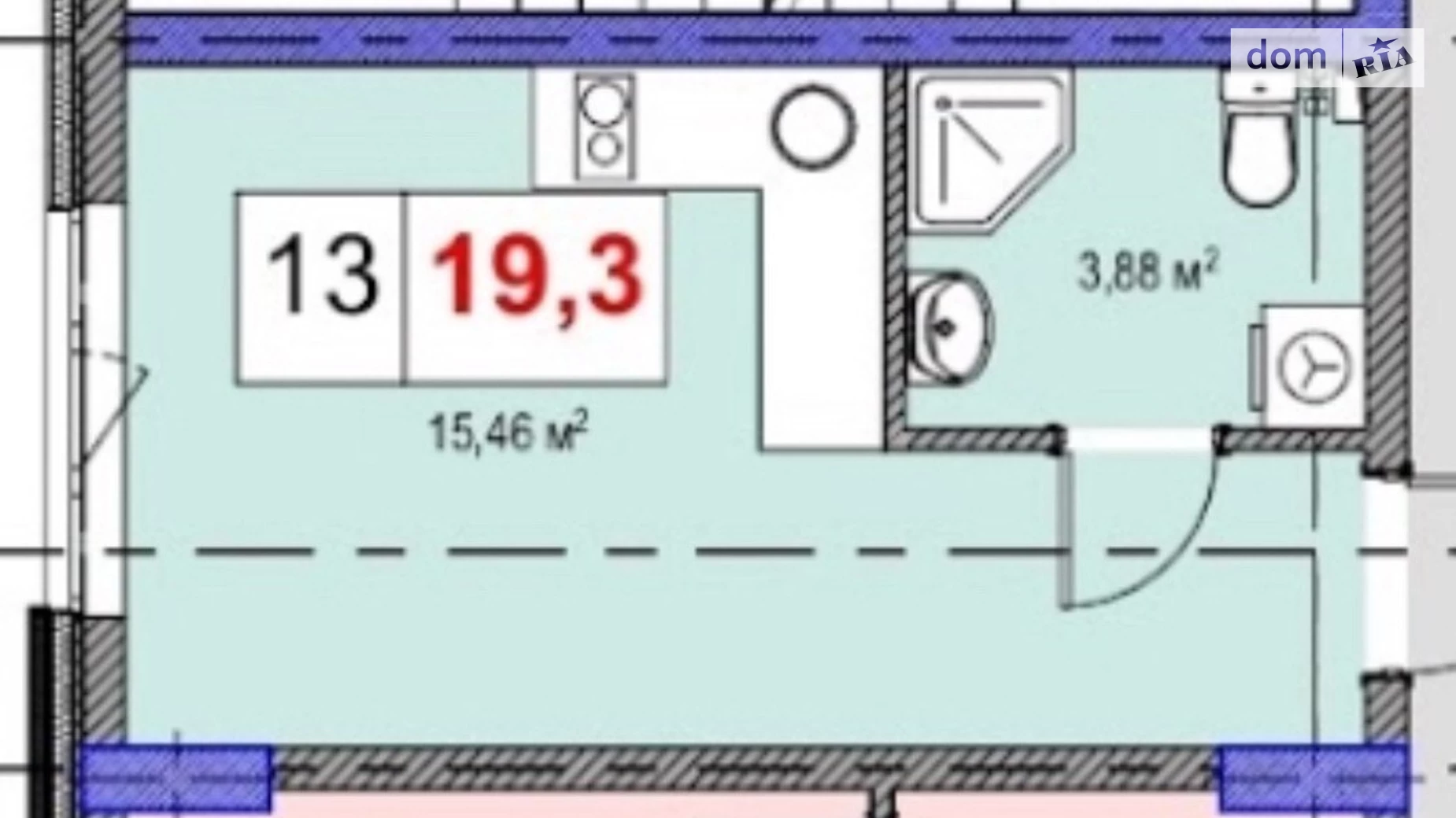 Продається 1-кімнатна квартира 19.3 кв. м у Києві, вул. Скіфська