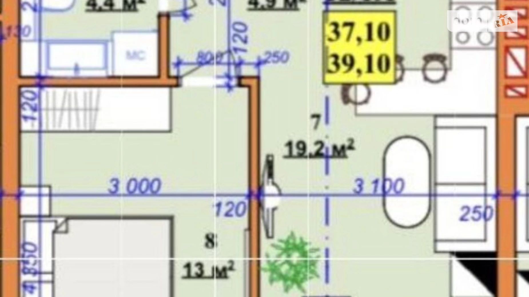 Продается 1-комнатная квартира 40.2 кв. м в Ивано-Франковске, ул. Национальной Гвардии, 3