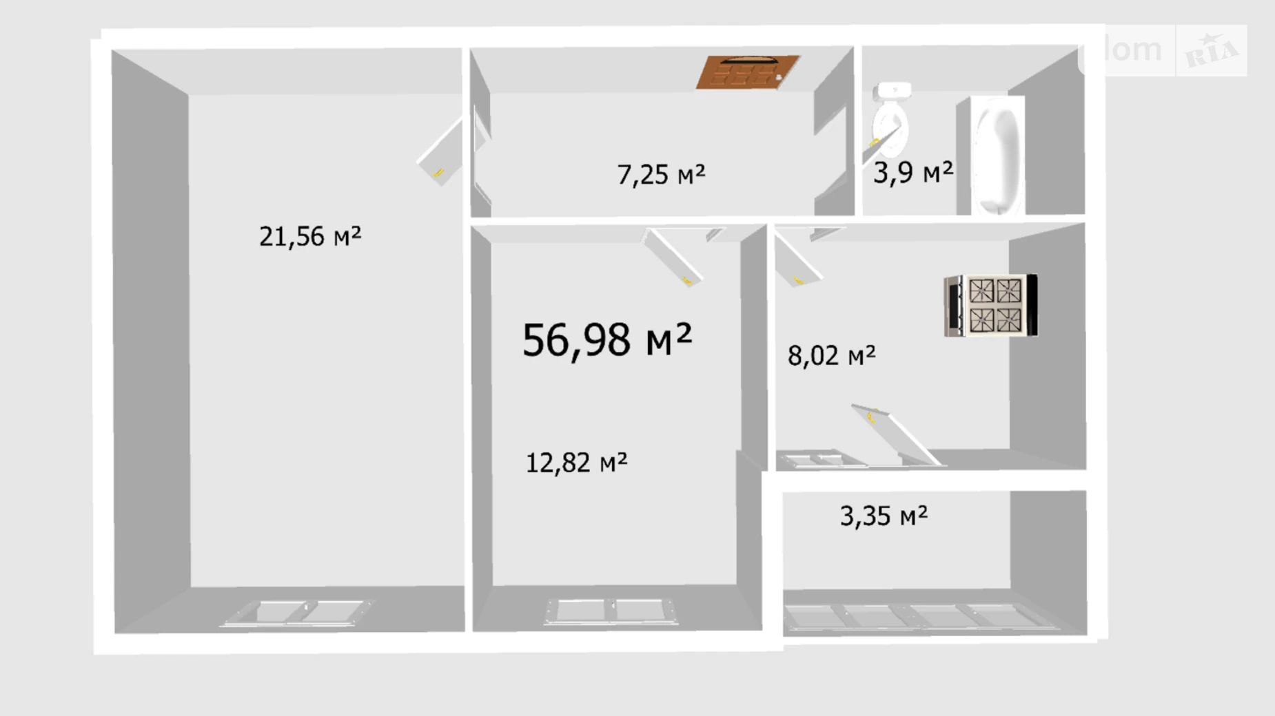 Продается 2-комнатная квартира 56.98 кв. м в Виннице, ул. Одесская, 10