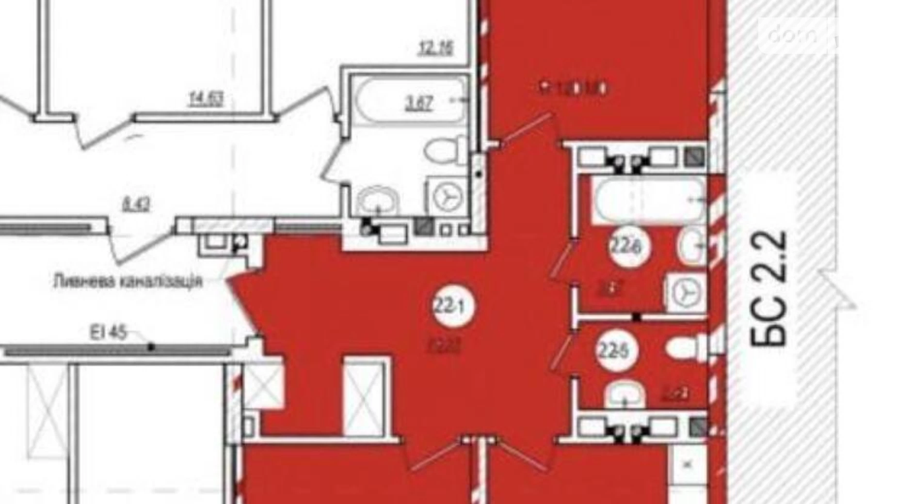 Продается 2-комнатная квартира 74 кв. м в Львове