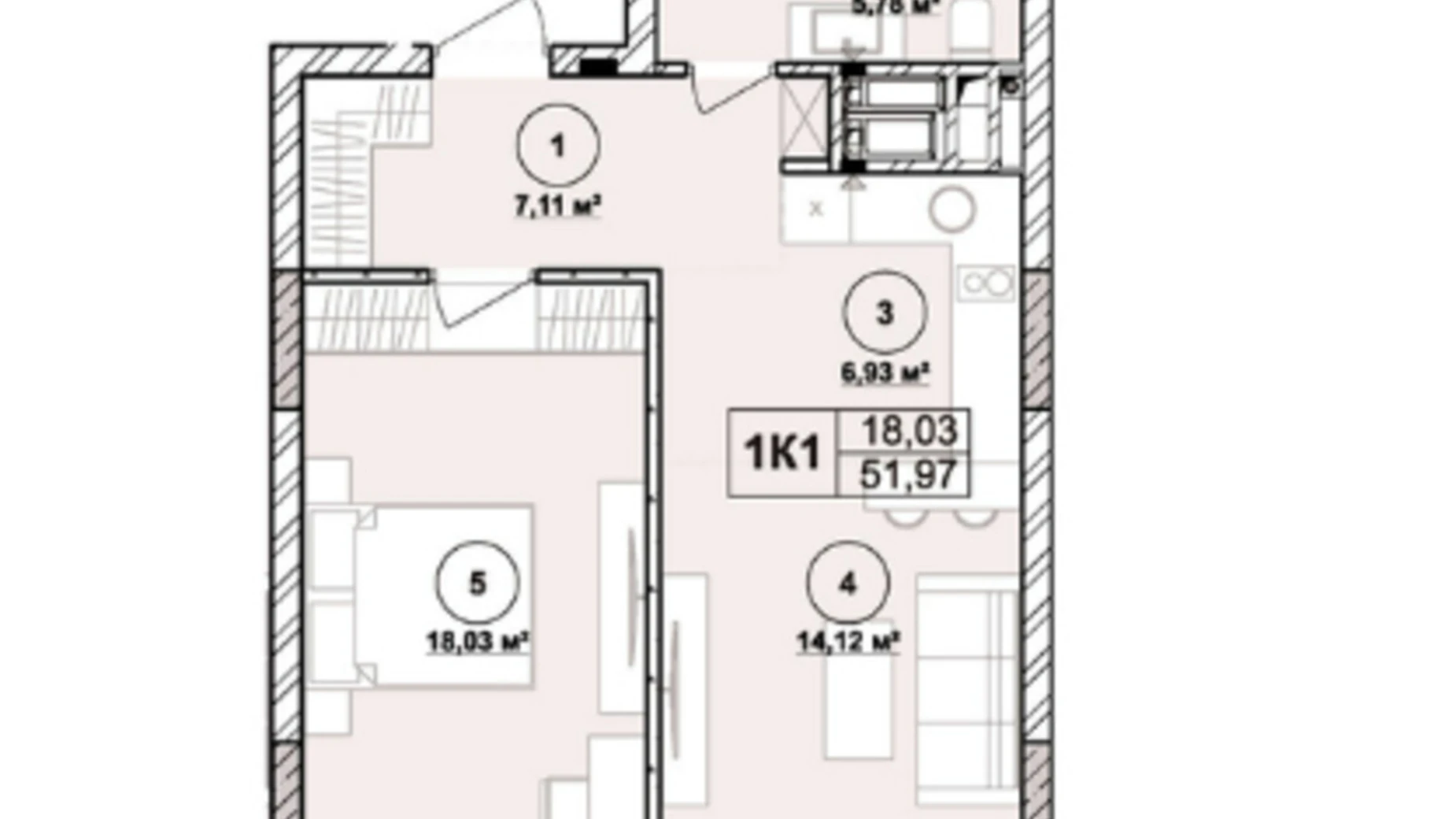 Продается 1-комнатная квартира 51.97 кв. м в Львове, ул. Лемковская, 9 - фото 2