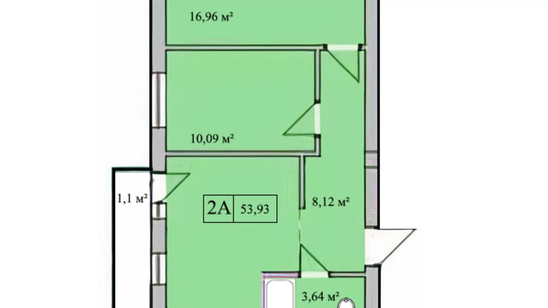 2-комнатная квартира 54 кв. м в Тернополе, ул. Обьездная - фото 2