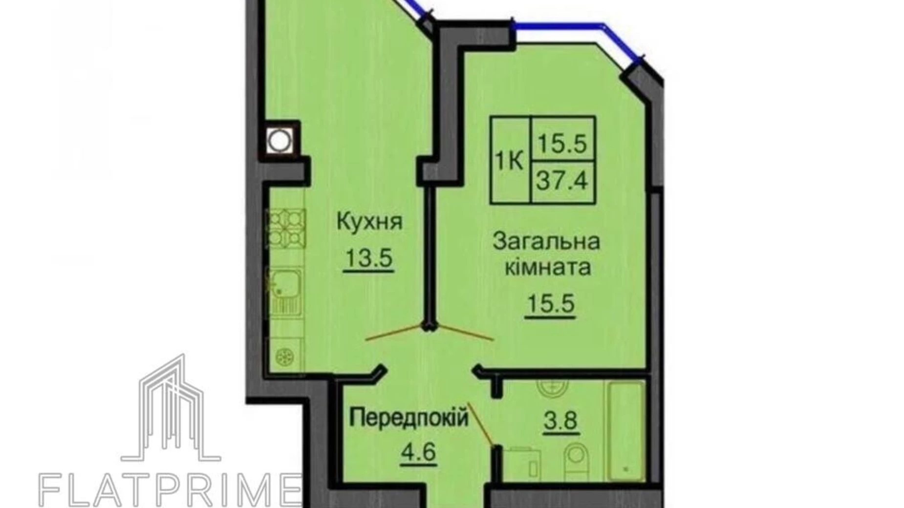 Продается 1-комнатная квартира 37.4 кв. м в Софиевской Борщаговке, ул. Яблоневая, 15