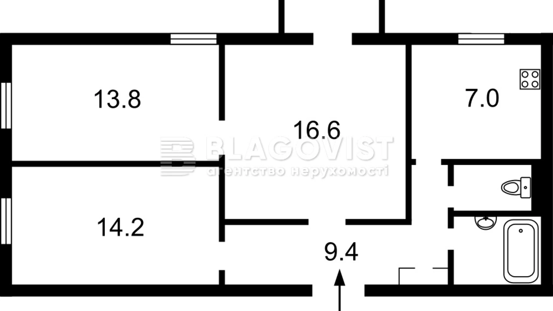 Продается 3-комнатная квартира 66 кв. м в Киеве, ул. Гарматная, 22/32