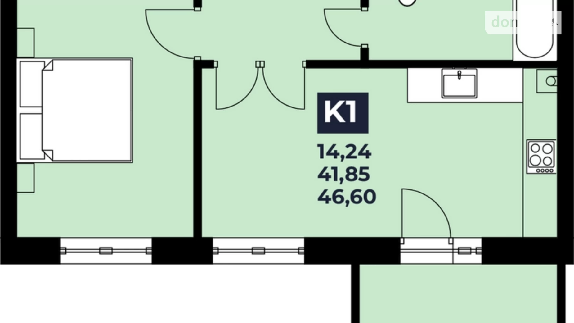 Продается 1-комнатная квартира 46.6 кв. м в Ивано-Франковске, ул. Славы Стецько