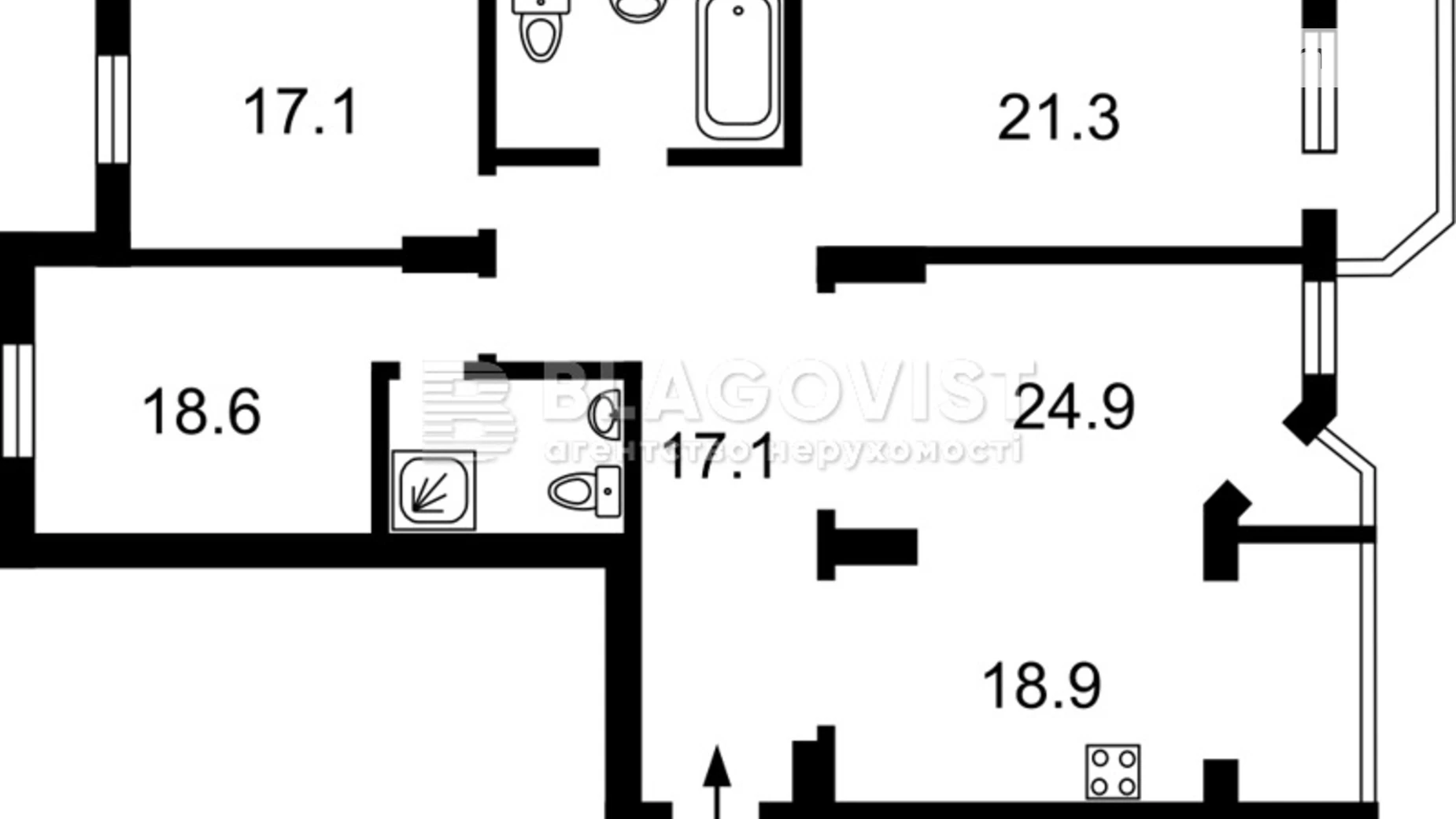 Продається 3-кімнатна квартира 149 кв. м у Києві, вул. Мокра(Кудряшова), 16