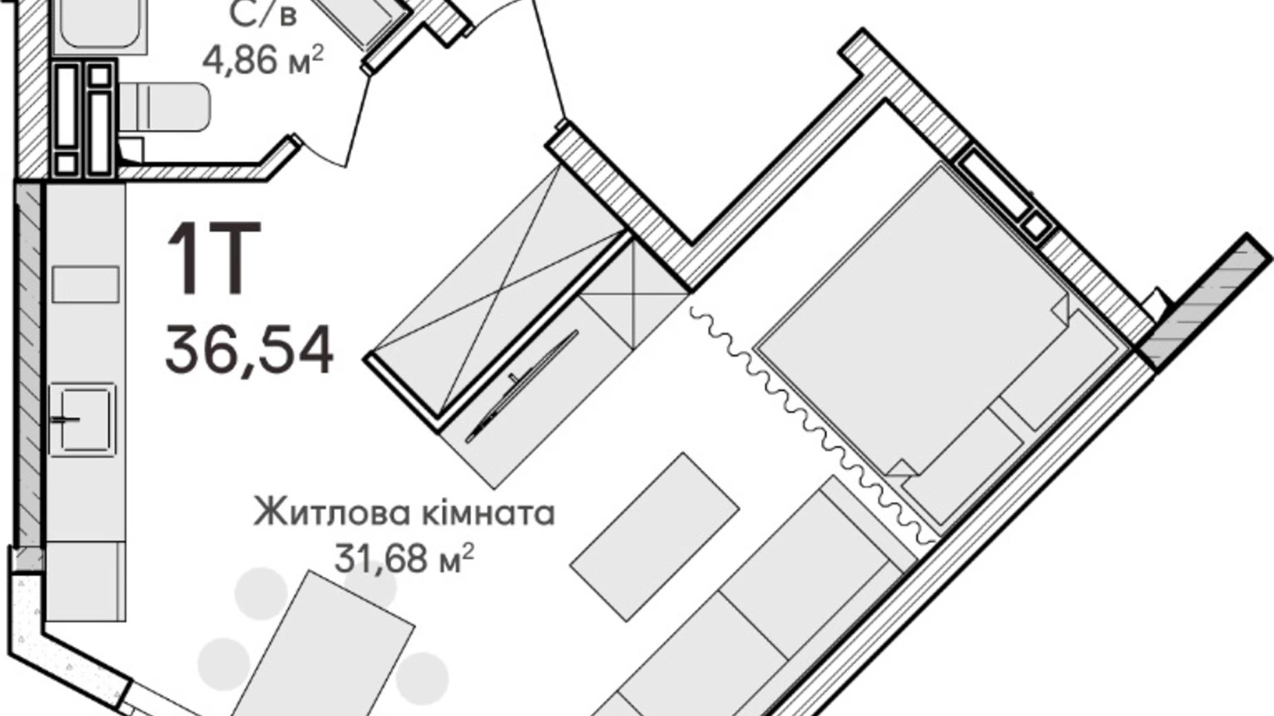 Продается 1-комнатная квартира 35.7 кв. м в Ирпене, ул. Достоевского