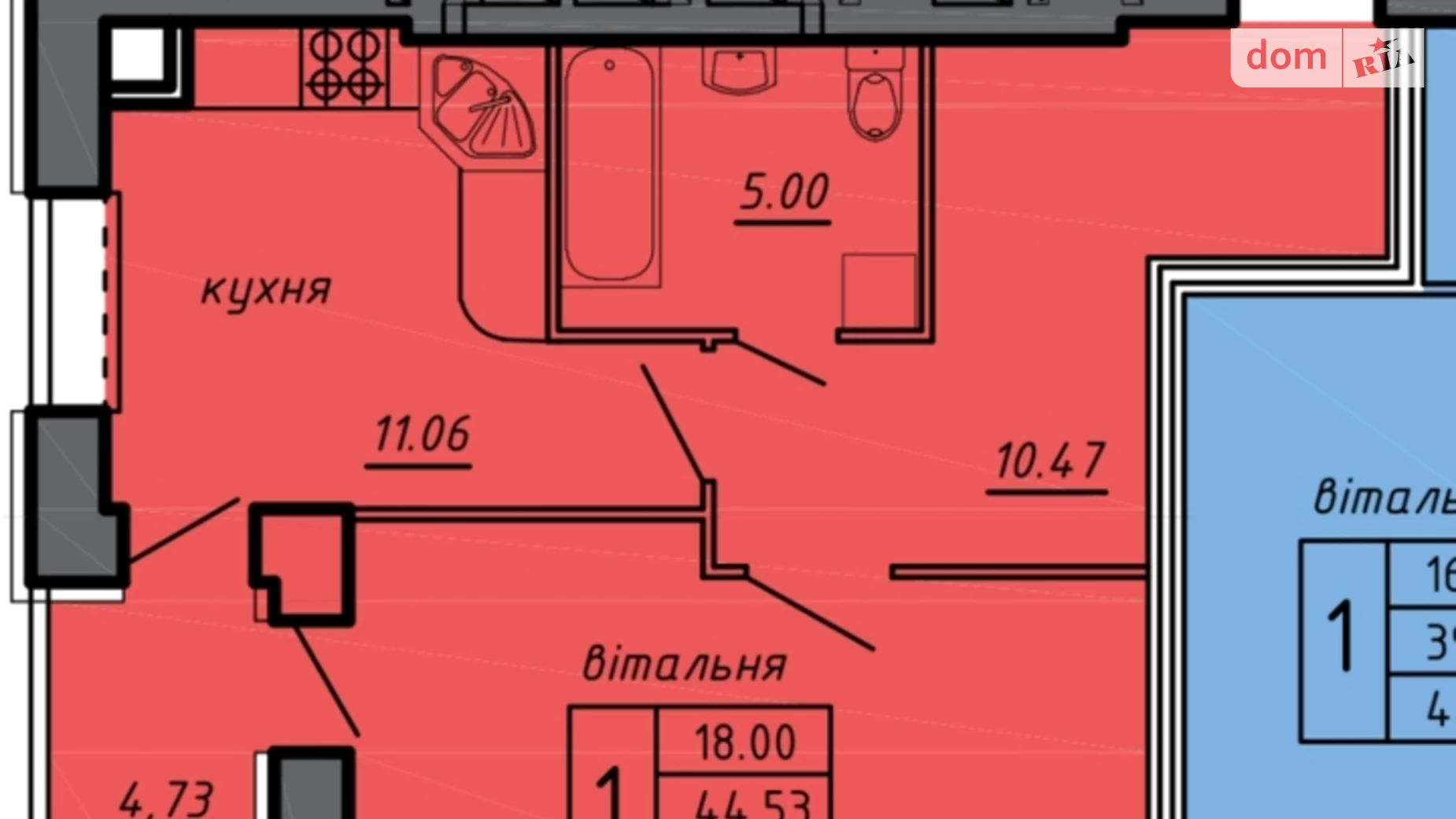 2-комнатная квартира 59 кв. м в Тернополе, ул. 15-го Апреля