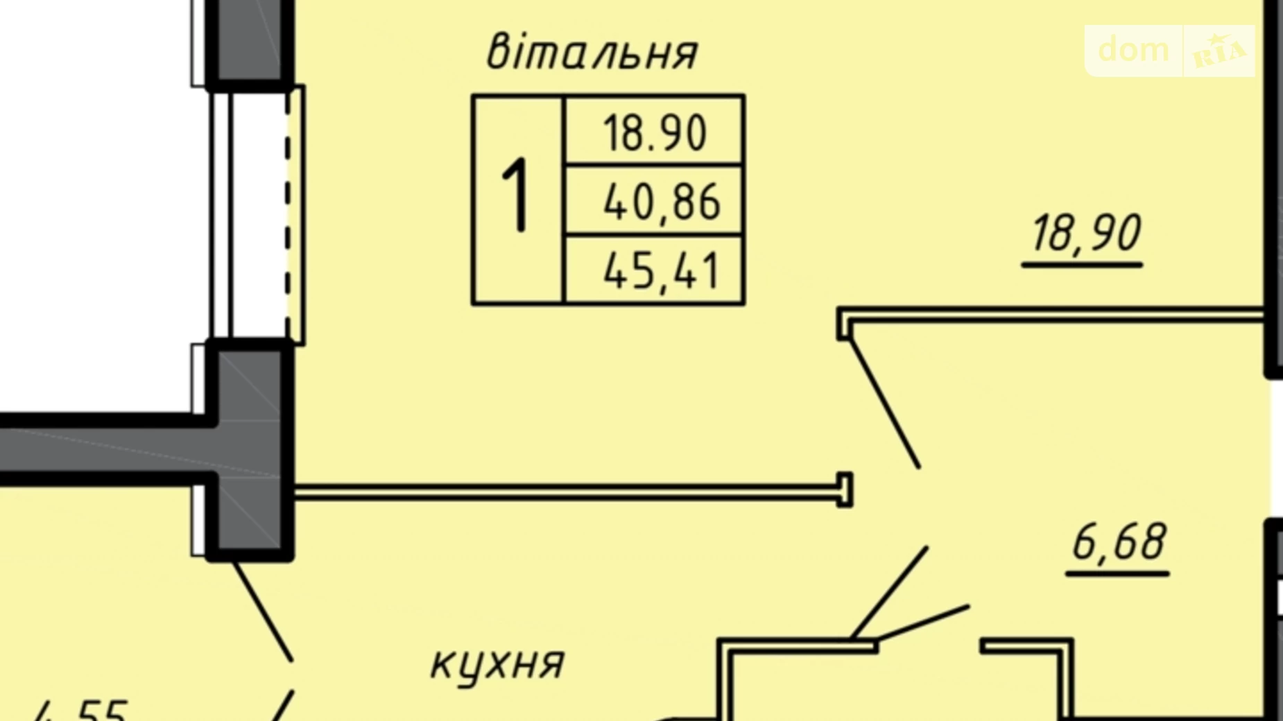 1-комнатная квартира 45.41 кв. м в Тернополе, ул. 15-го Апреля