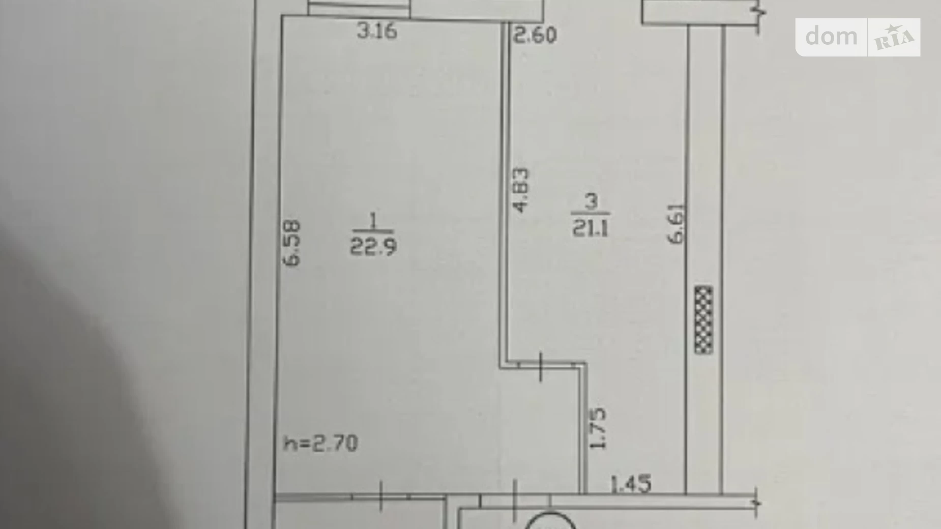 Продається 1-кімнатна квартира 49 кв. м у Дніпрі