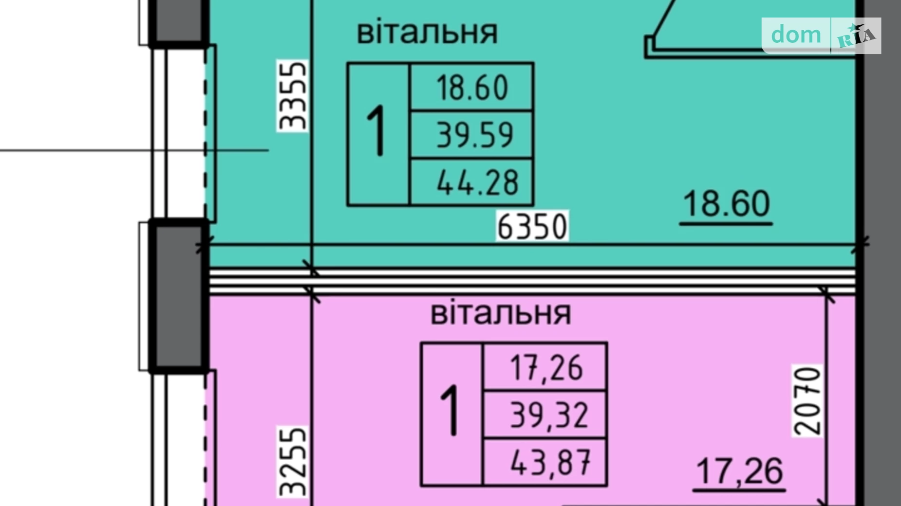 1-кімнатна квартира 43.87 кв. м у Тернополі