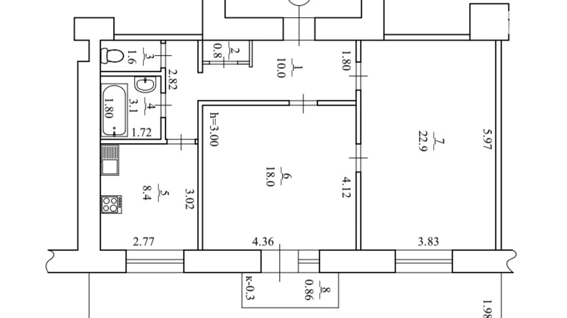 Продается 2-комнатная квартира 65.6 кв. м в Днепре, просп. Яворницкого Дмитрия, 20