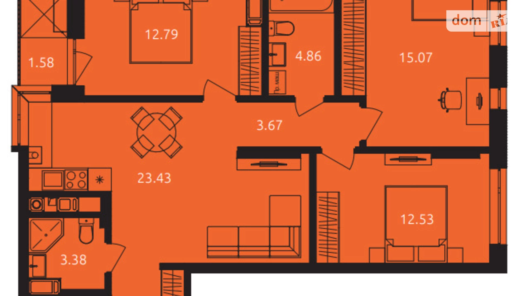 Продается 3-комнатная квартира 80.5 кв. м в Ровно, ул. Ленокомбинатовская