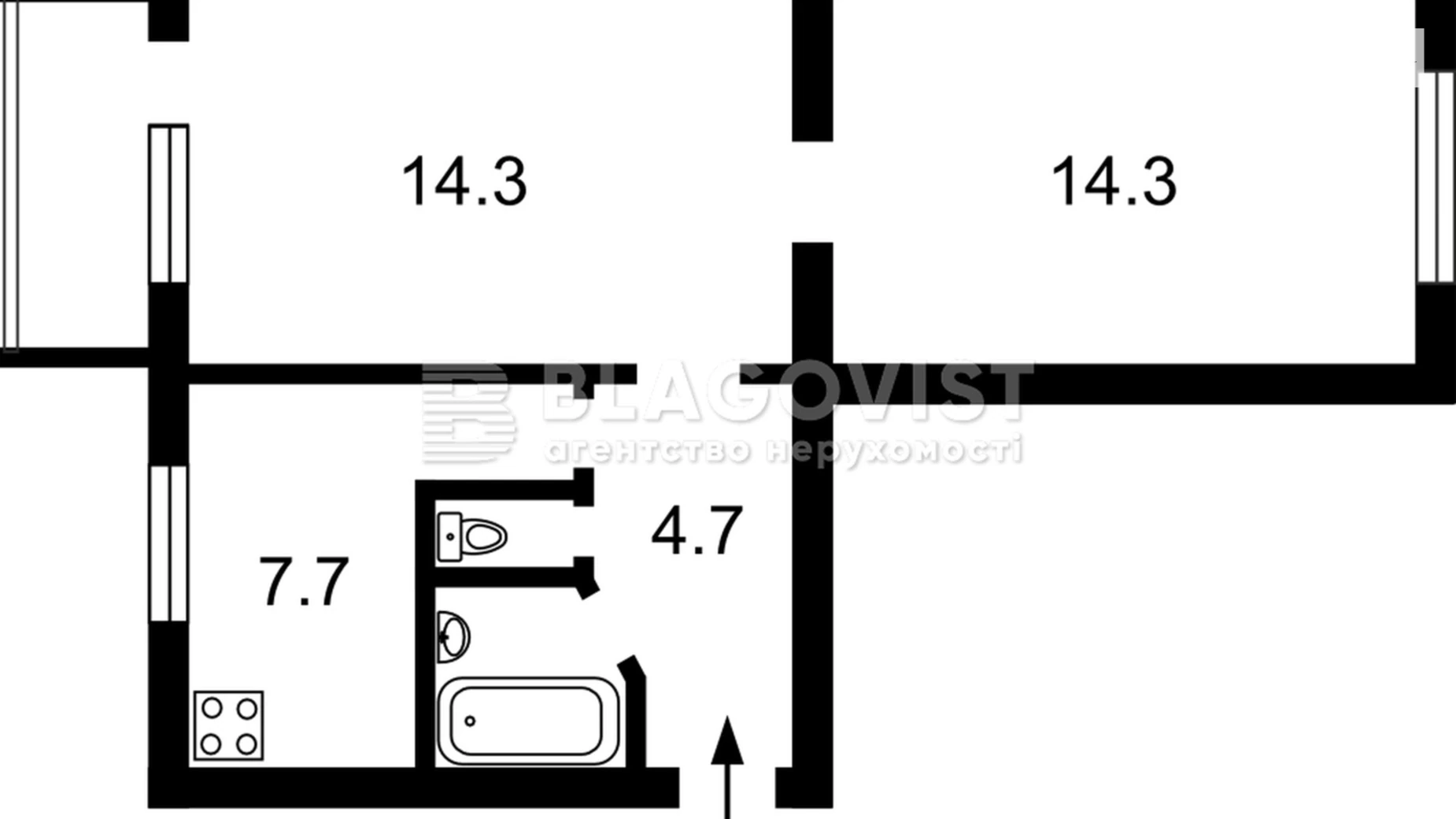 Продается 2-комнатная квартира 44 кв. м в Киеве, бул. Николая Михновского(Дружбы Народов), 28А - фото 3