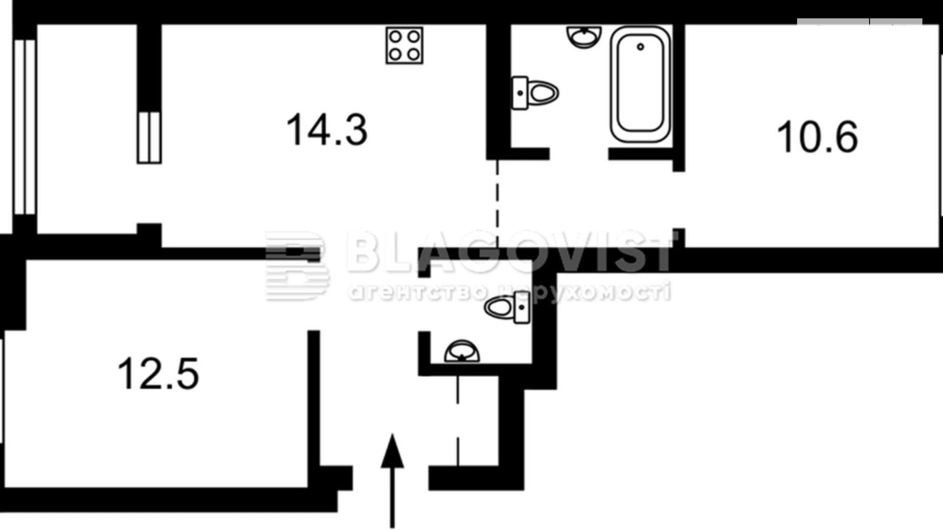 Продается 1-комнатная квартира 55 кв. м в Киеве, ул. Максима Рыльского, 4 - фото 2