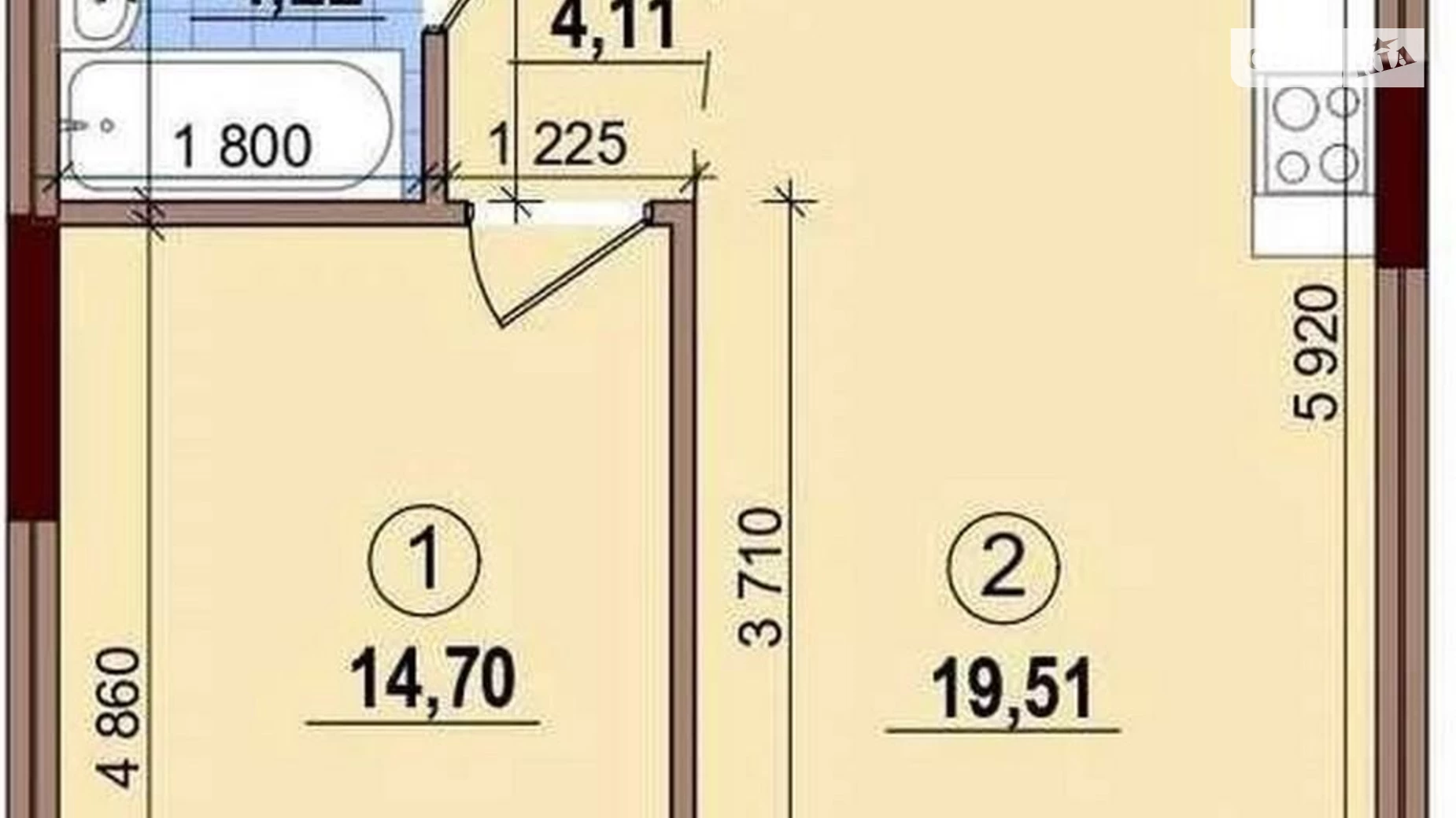 Продається 1-кімнатна квартира 46 кв. м у Києві, вул. Родини Крістерів, 20