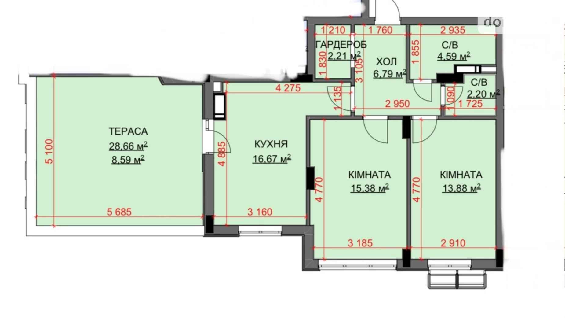 Продается 2-комнатная квартира 70 кв. м в Буче, ул. Островского