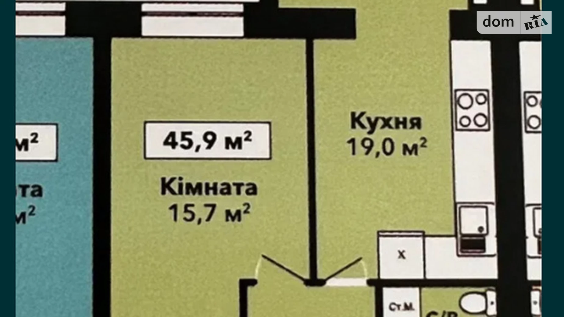 Продається 1-кімнатна квартира 46.9 кв. м у Хмельницькому, вул. Довженка, 4