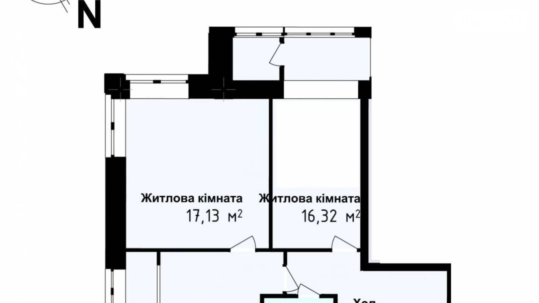 Продається 2-кімнатна квартира 61.09 кв. м у Одесі, вул. Академіка Сахарова