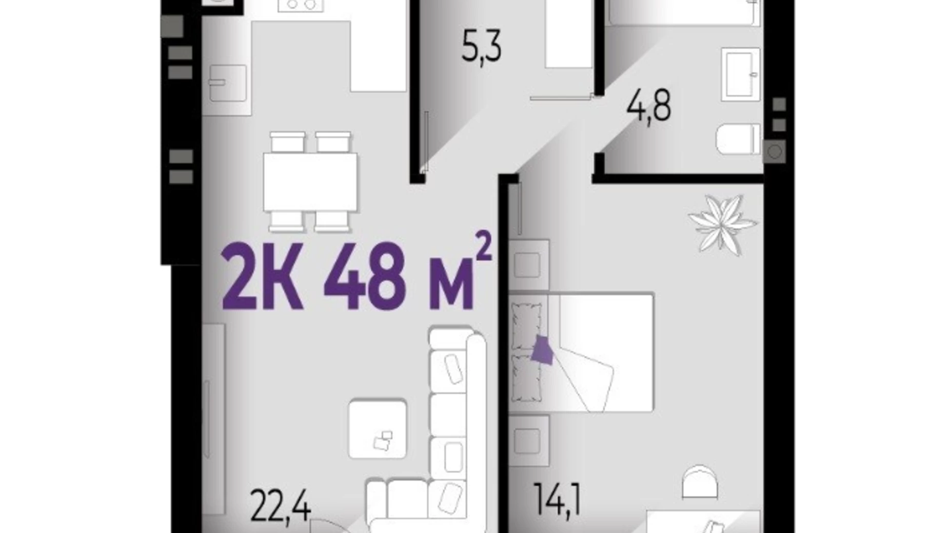 Продается 2-комнатная квартира 48 кв. м в Волчинце, ул. Тараса Шевченко