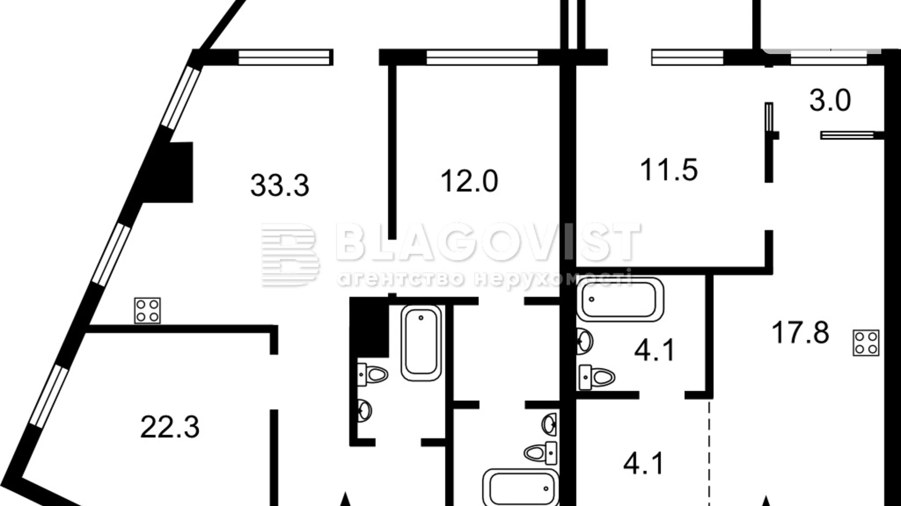 Продается 3-комнатная квартира 111 кв. м в Киеве, просп. Голосеевский(40-летия Октября), 78-2