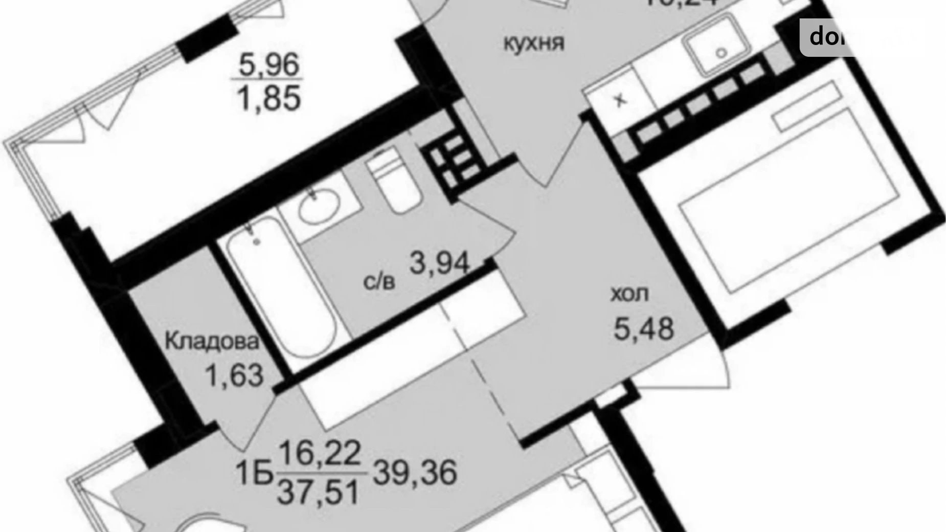 1-комнатная квартира 40 кв. м в Тернополе, ул. Смакулы, 16