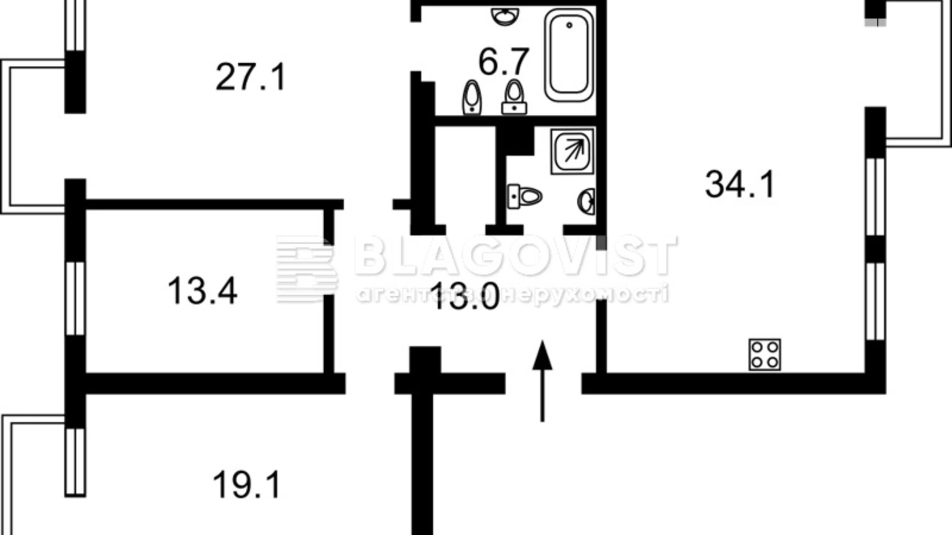 Продается 3-комнатная квартира 120 кв. м в Киеве, пер. Рыльский, 3