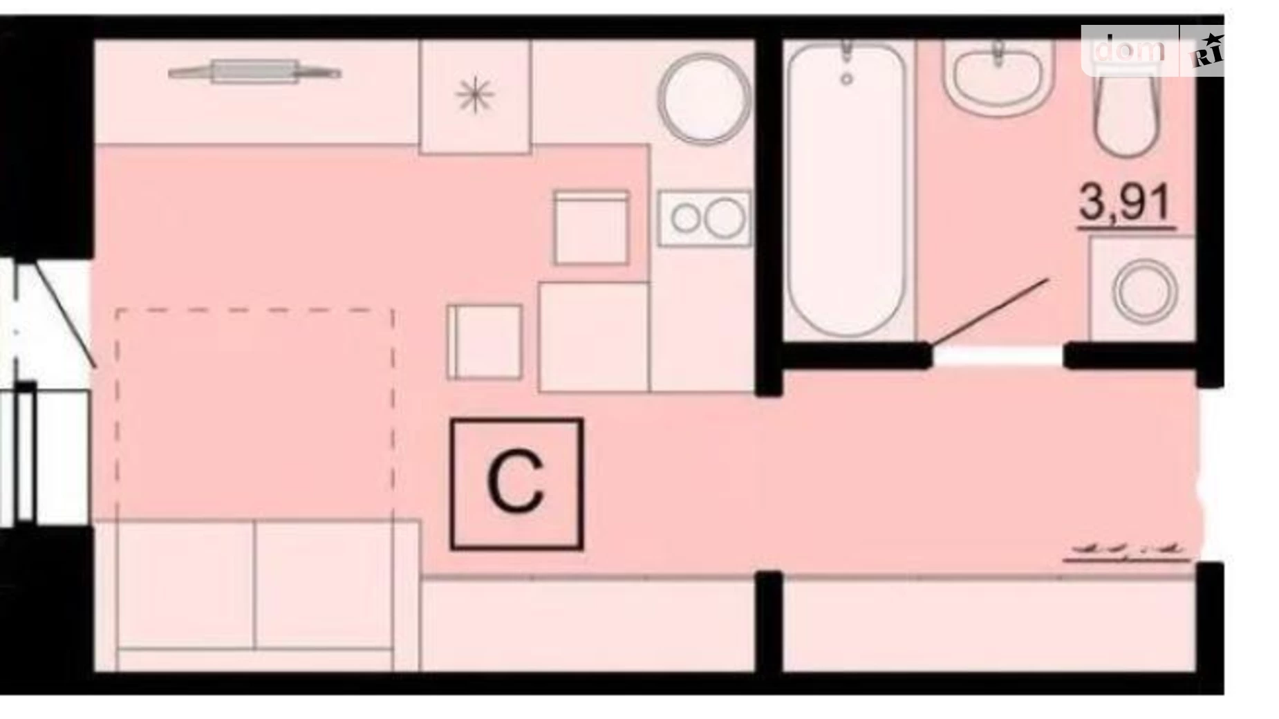 Продается 1-комнатная квартира 23 кв. м в Одессе, ул. Профсоюзная, 9А