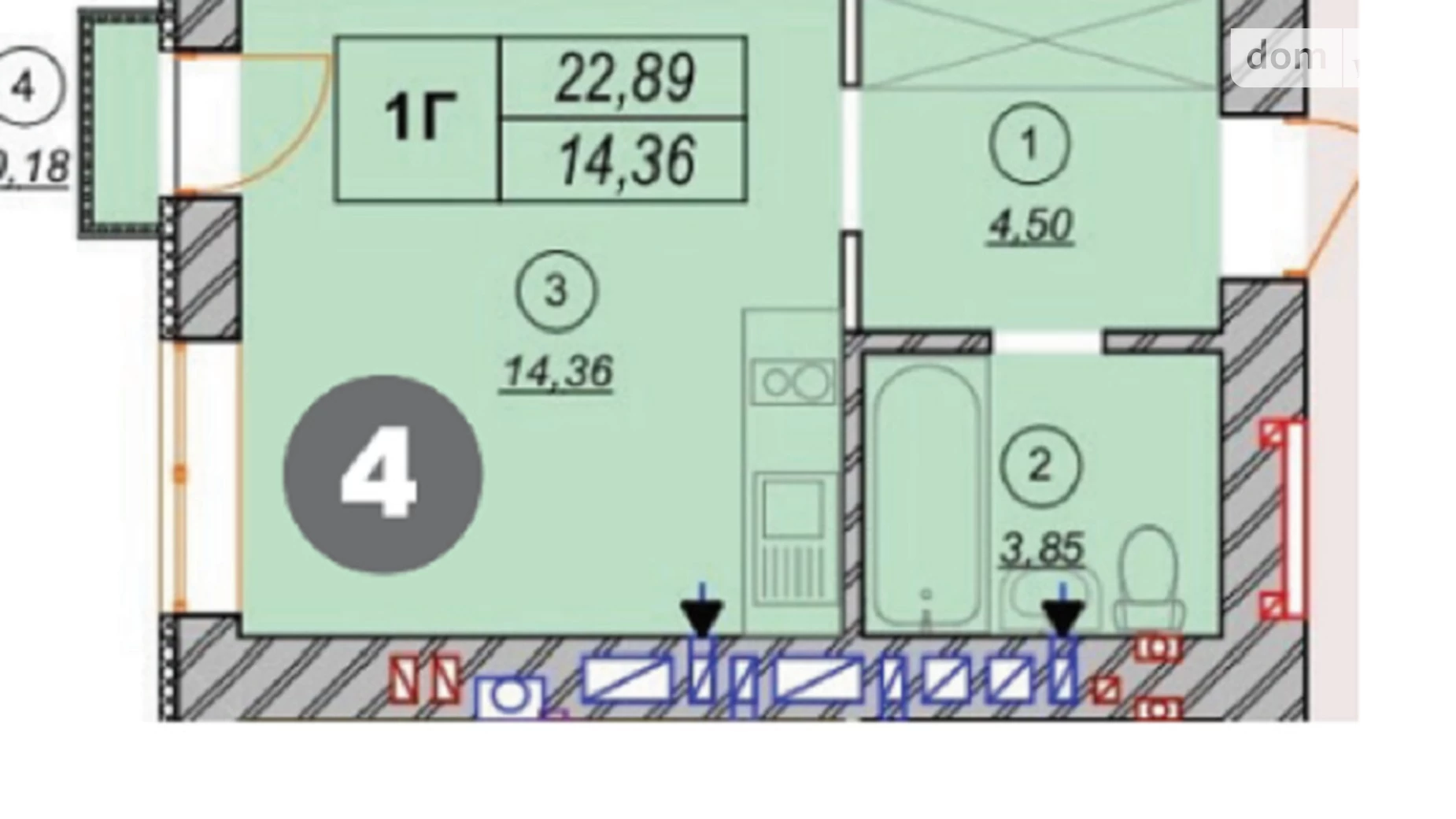 Продается 1-комнатная квартира 23 кв. м в Ирпене, ул. Соборная, 2