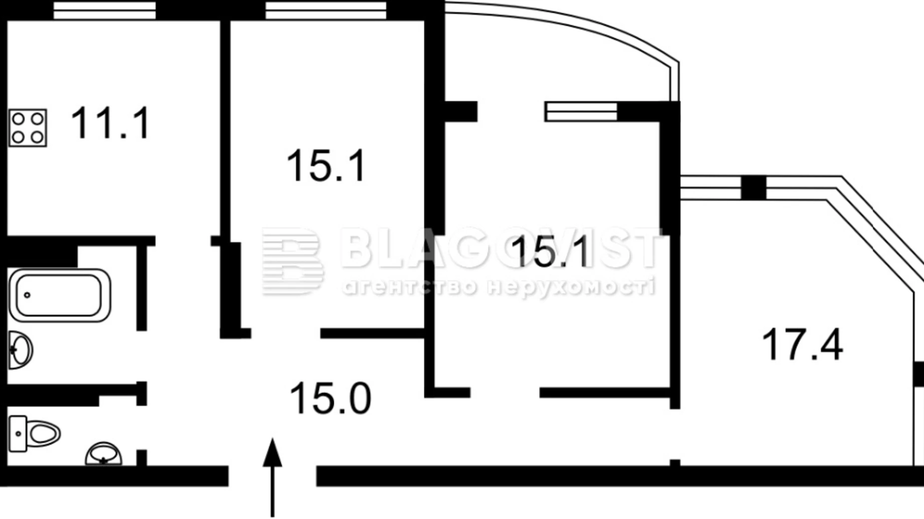 Продается 2-комнатная квартира 86 кв. м в Киеве, просп. Броварский, 1А