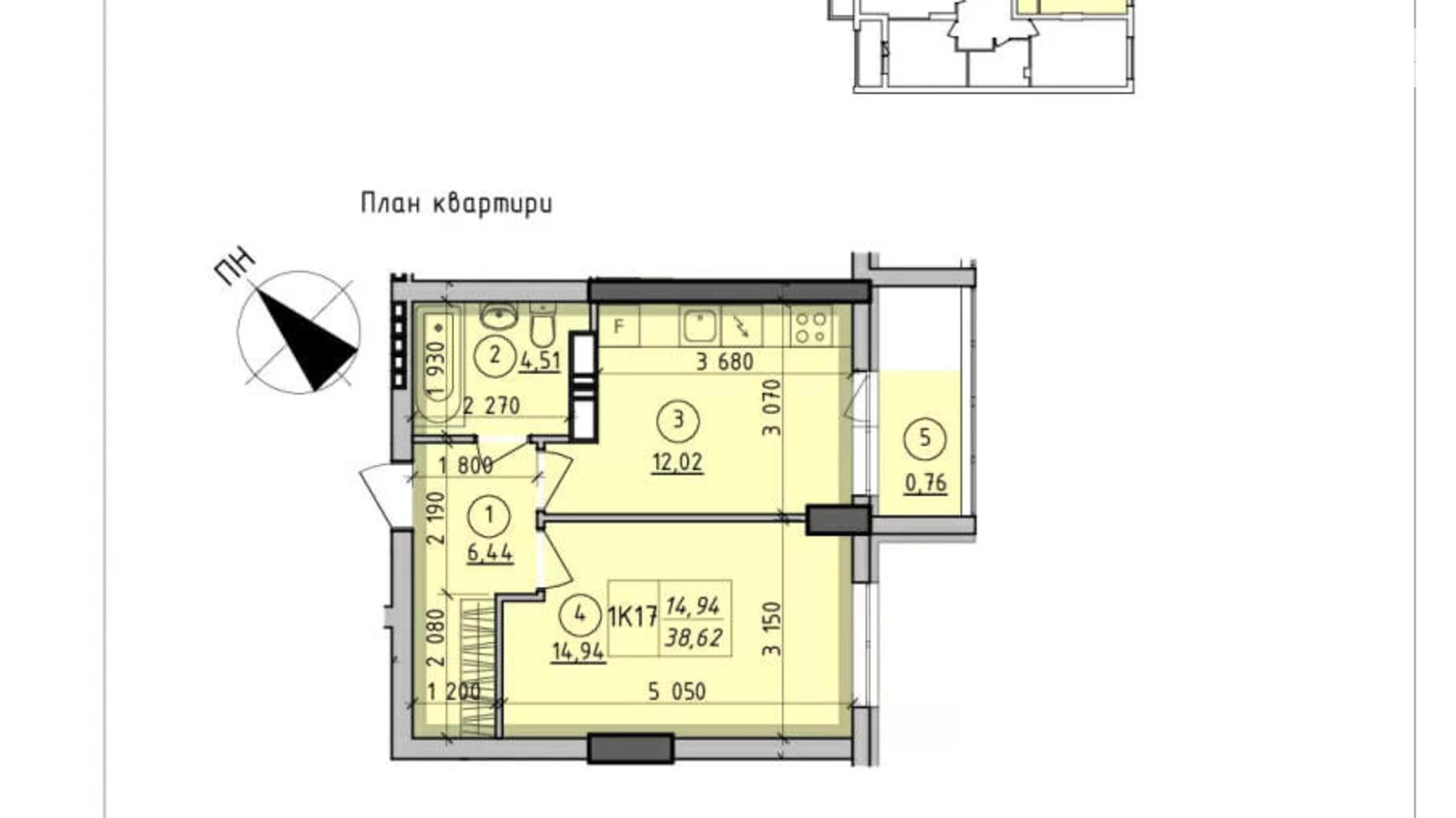 Продается 1-комнатная квартира 42.2 кв. м в Вышгороде, ул. Школьная, 73Г - фото 4