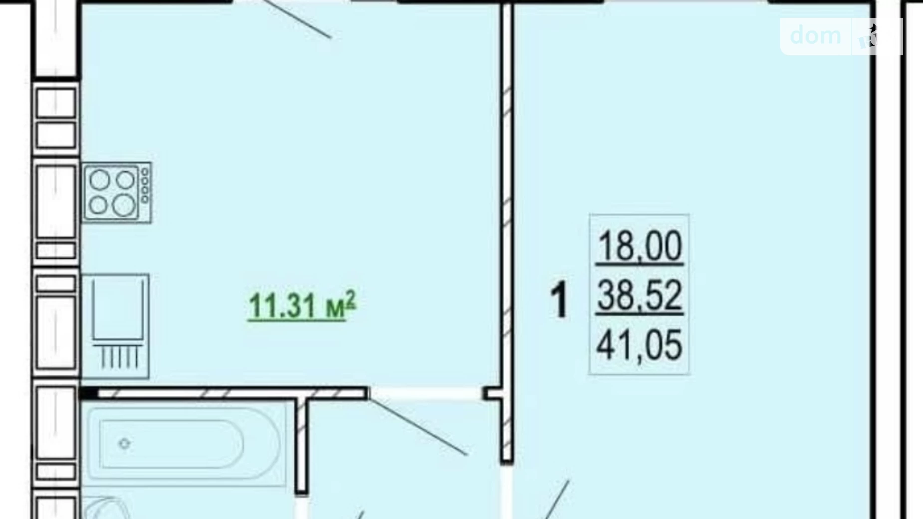 Продається 1-кімнатна квартира 41 кв. м у Харкові, просп. Перемоги, 86