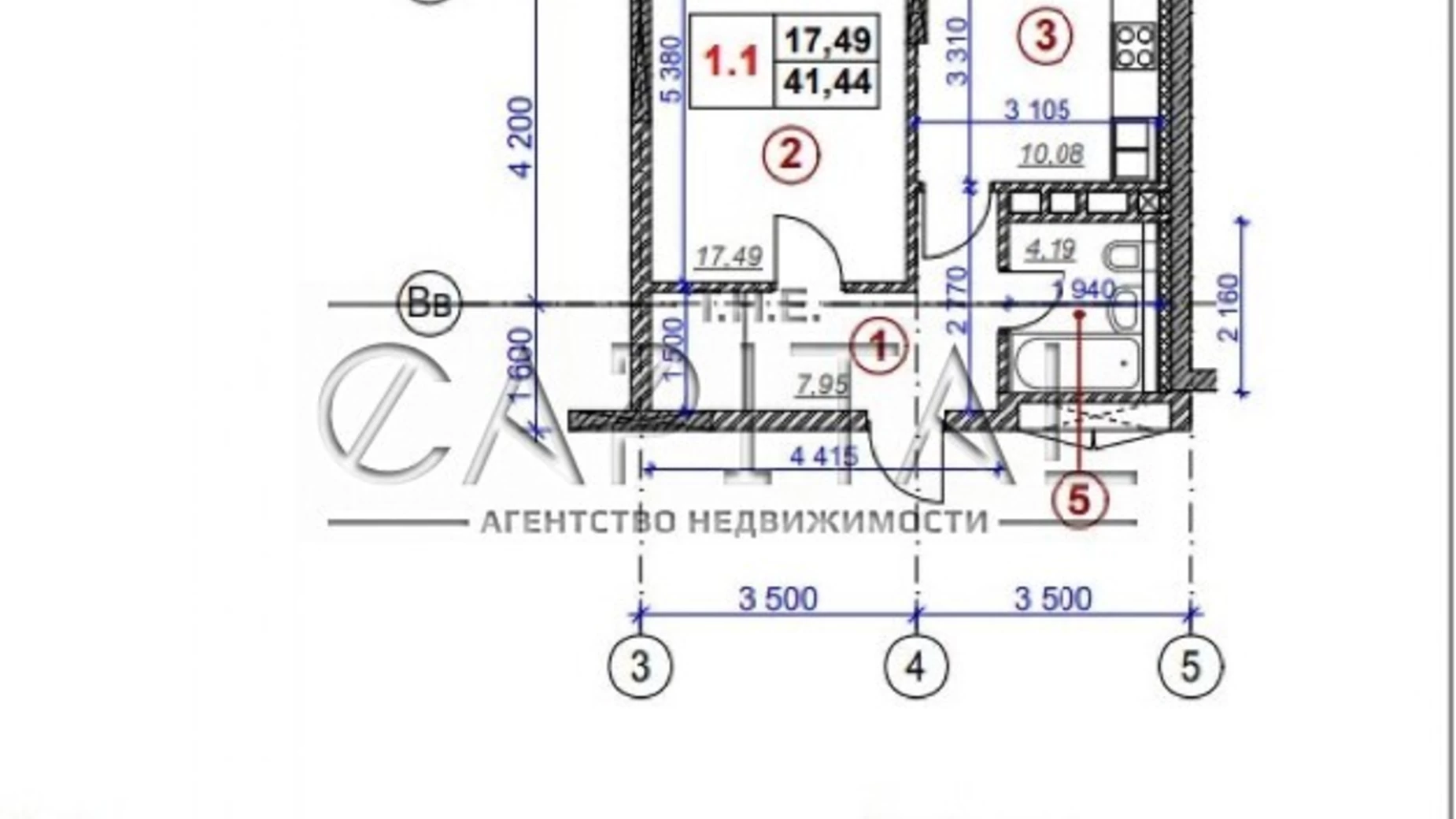 Продается 2-комнатная квартира 43 кв. м в Киеве, ул. Бульварно-Кудрявская, 15А