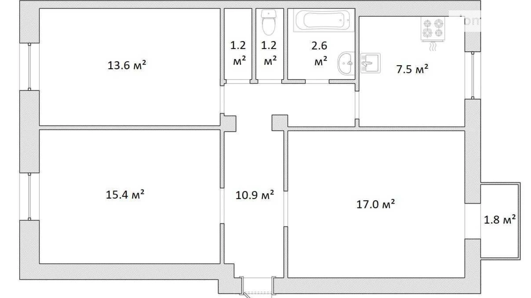 Продается 3-комнатная квартира 70 кв. м в Днепре, пл. Вокзальная