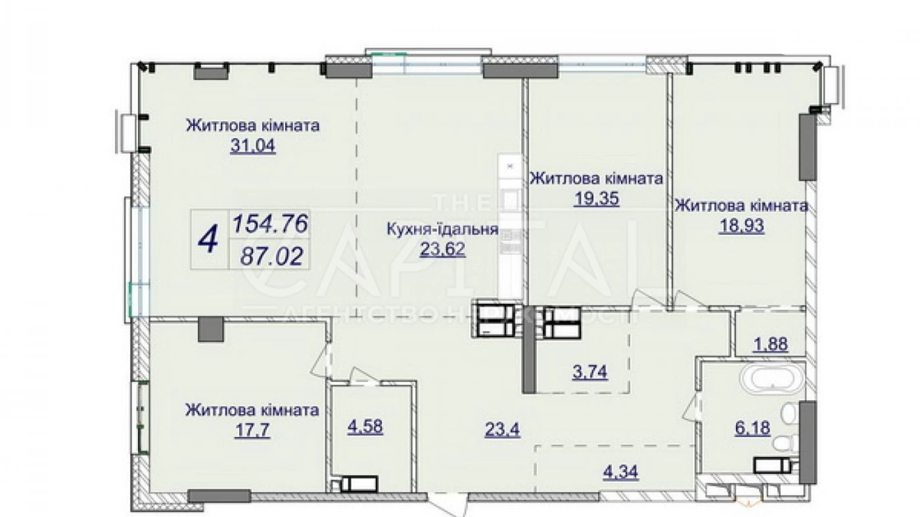 Продается 4-комнатная квартира 154.76 кв. м в Киеве, ул. Андрея Верхогляда(Драгомирова) - фото 4