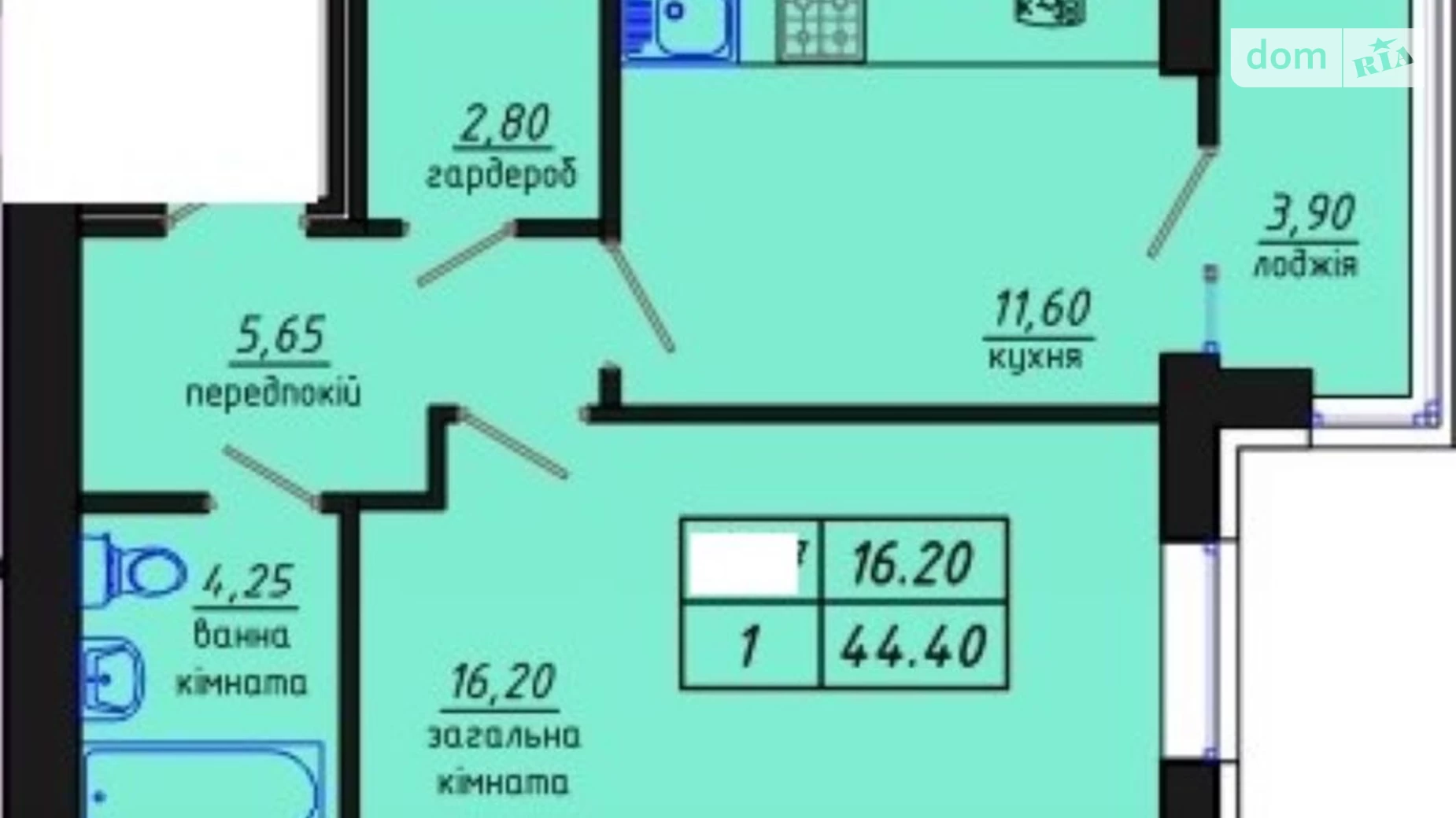 Продается 1-комнатная квартира 44 кв. м в Житомире, пер. Красный, 41А