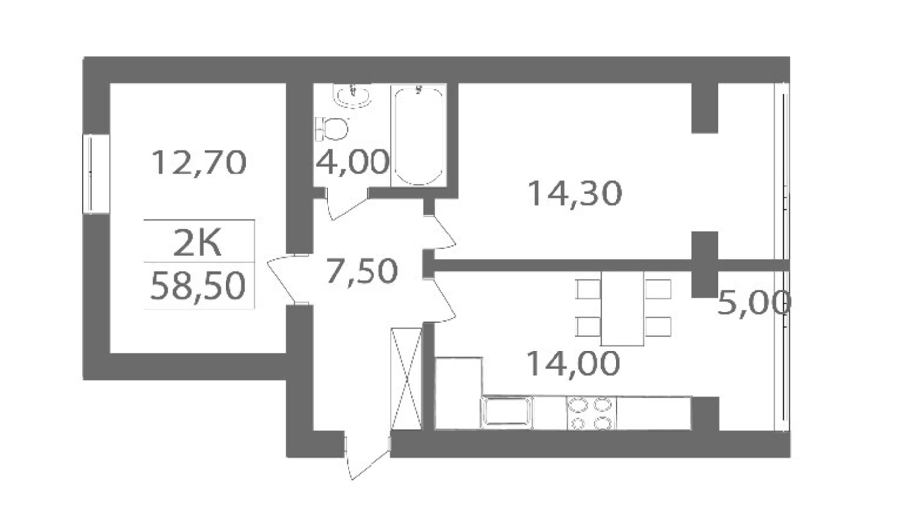 Продається 2-кімнатна квартира 58 кв. м у Івано-Франківську