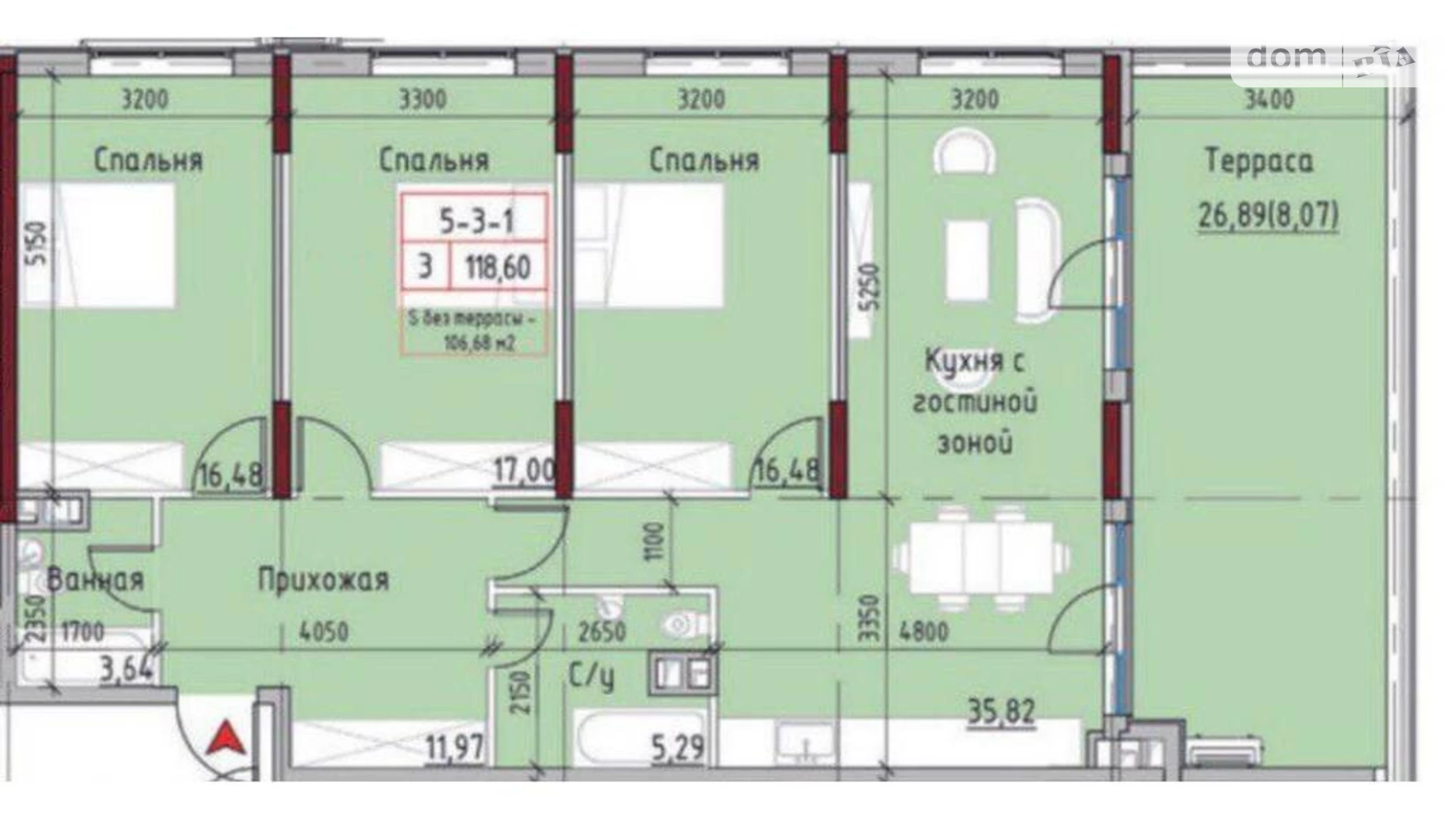 Продається 3-кімнатна квартира 118 кв. м у Одесі, пров. Маячний