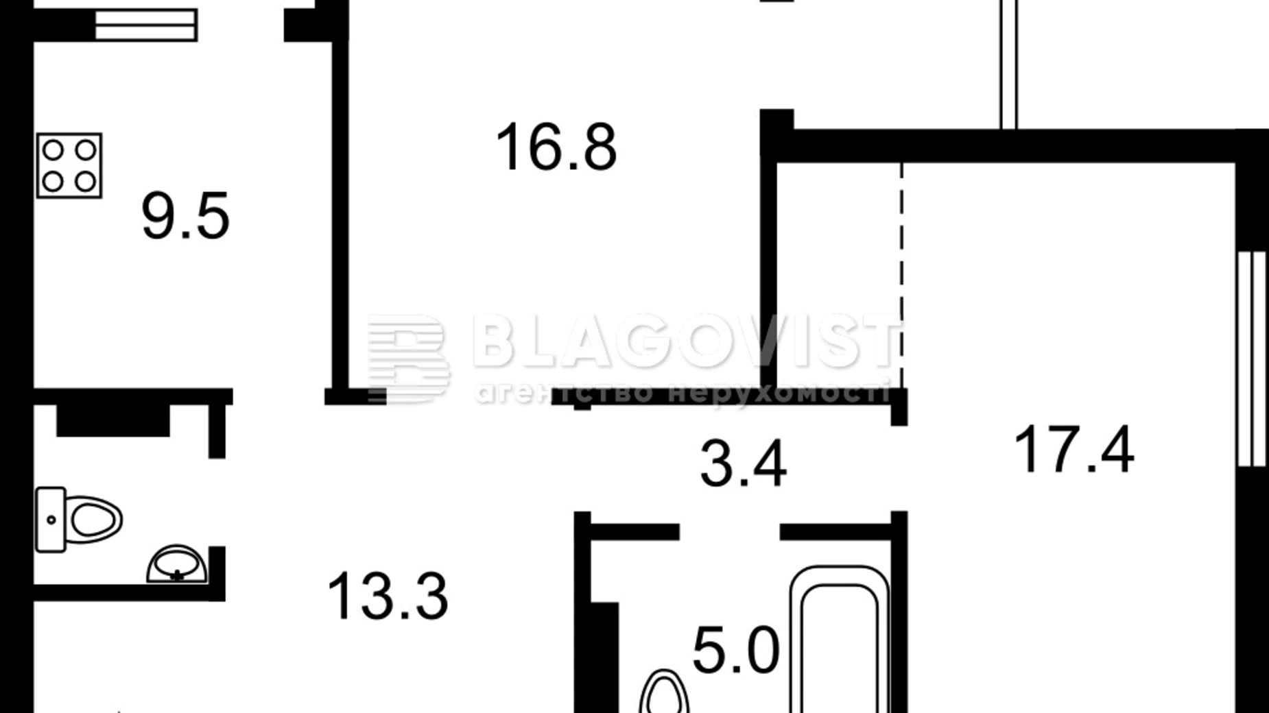 Продается 2-комнатная квартира 74.5 кв. м в Киеве, ул. Краковская, 27А