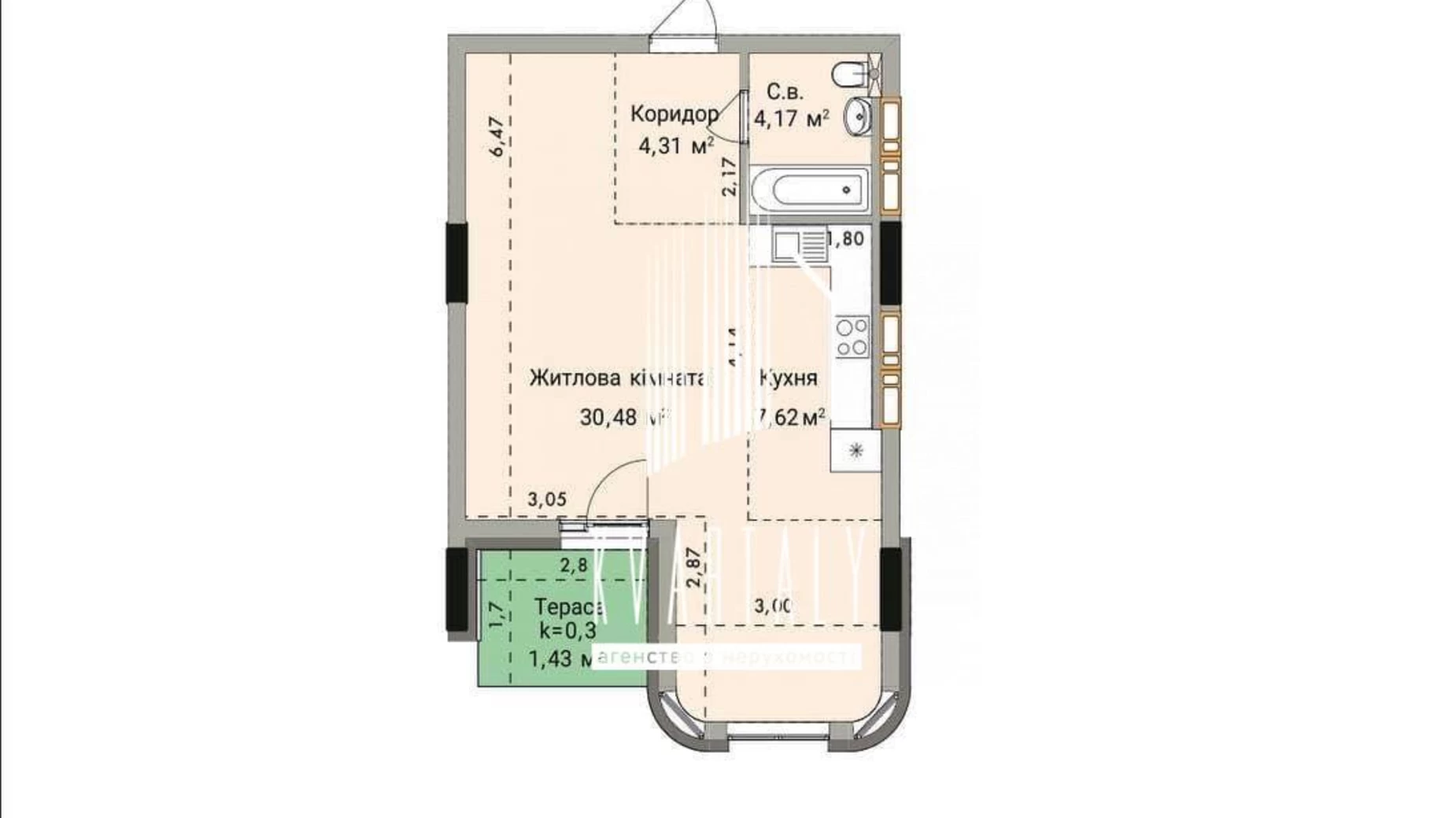 Продается 1-комнатная квартира 48 кв. м в Киеве, ул. Кирилловская, 37А