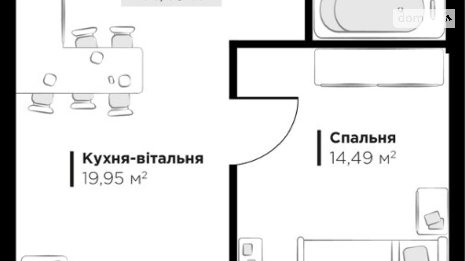 Продается 1-комнатная квартира 41.45 кв. м в Винниках, ул. Галицкая