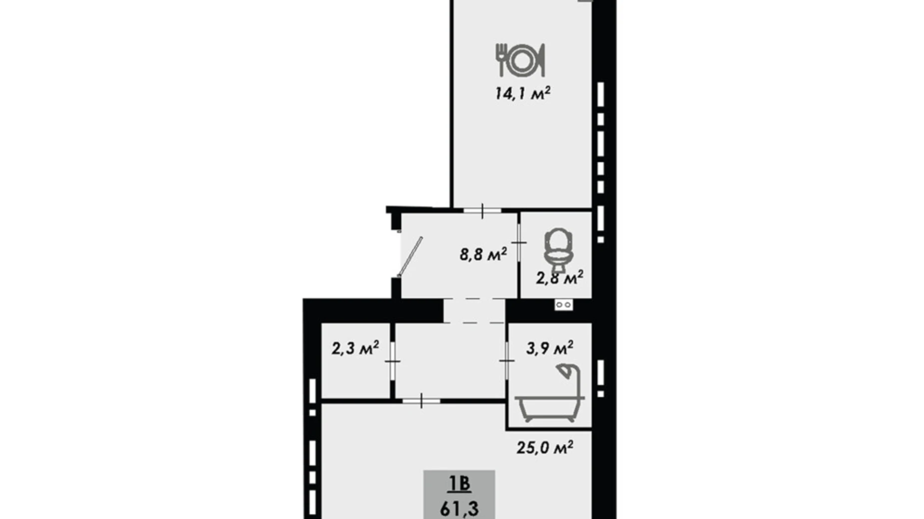 Продается 1-комнатная квартира 61.3 кв. м в Черкассах, ул. Надпольная, 222 - фото 2
